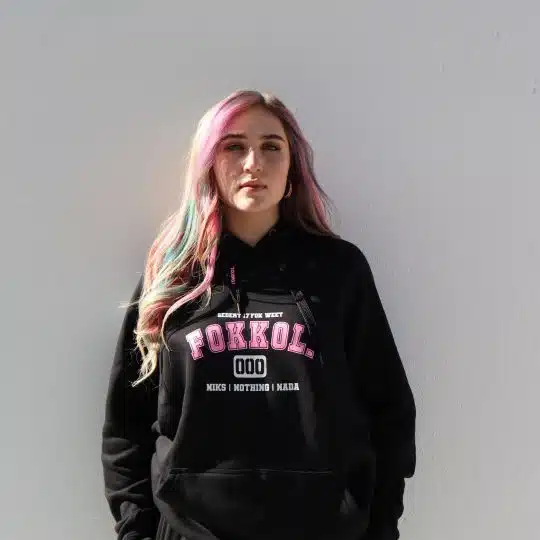 Varsity Pink Unisex Hoodie - Black