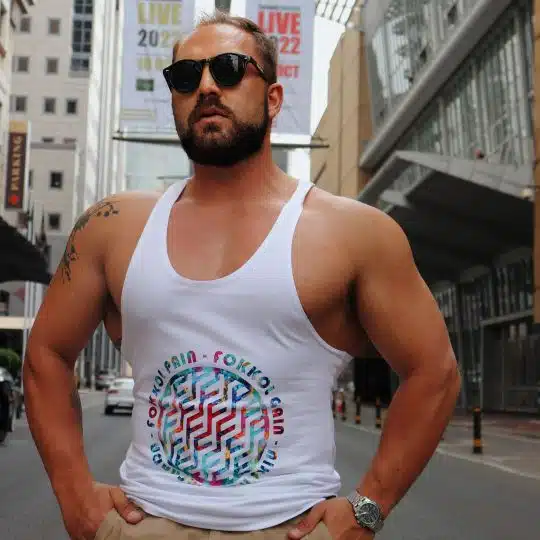 T-Stringer Colourful Grungy Logo - White