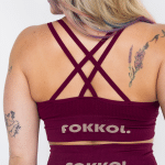 Ribbed Seamless Sports Bra; Burgundy Burn - Image 3