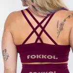 Ribbed Seamless Sports Bra; Burgundy Burn - Image 3
