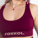 Ribbed Seamless Sports Bra; Burgundy Burn - Image 2