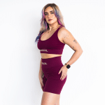 Ribbed Seamless Shorts; Burgundy Burn - Image 2