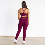 Ribbed Seamless Tights; Burgundy Burn - Image 2