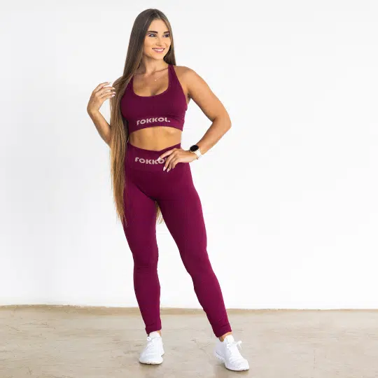 Ribbed Seamless Tights; Burgundy Burn