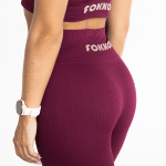 Ribbed Seamless Tights; Burgundy Burn - Image 3