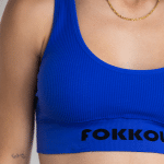 Ribbed Seamless Sports Bra; Cobalt Tide - Image 3