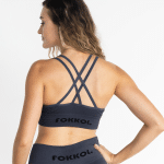Ribbed Seamless Sports Bra; Charcoal Impact - Image 3