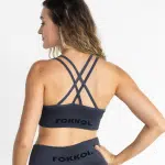 Ribbed Seamless Sports Bra; Charcoal Impact - Image 3