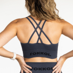 Ribbed Seamless Sports Bra; Charcoal Impact - Image 2