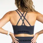 Ribbed Seamless Sports Bra; Charcoal Impact - Image 2