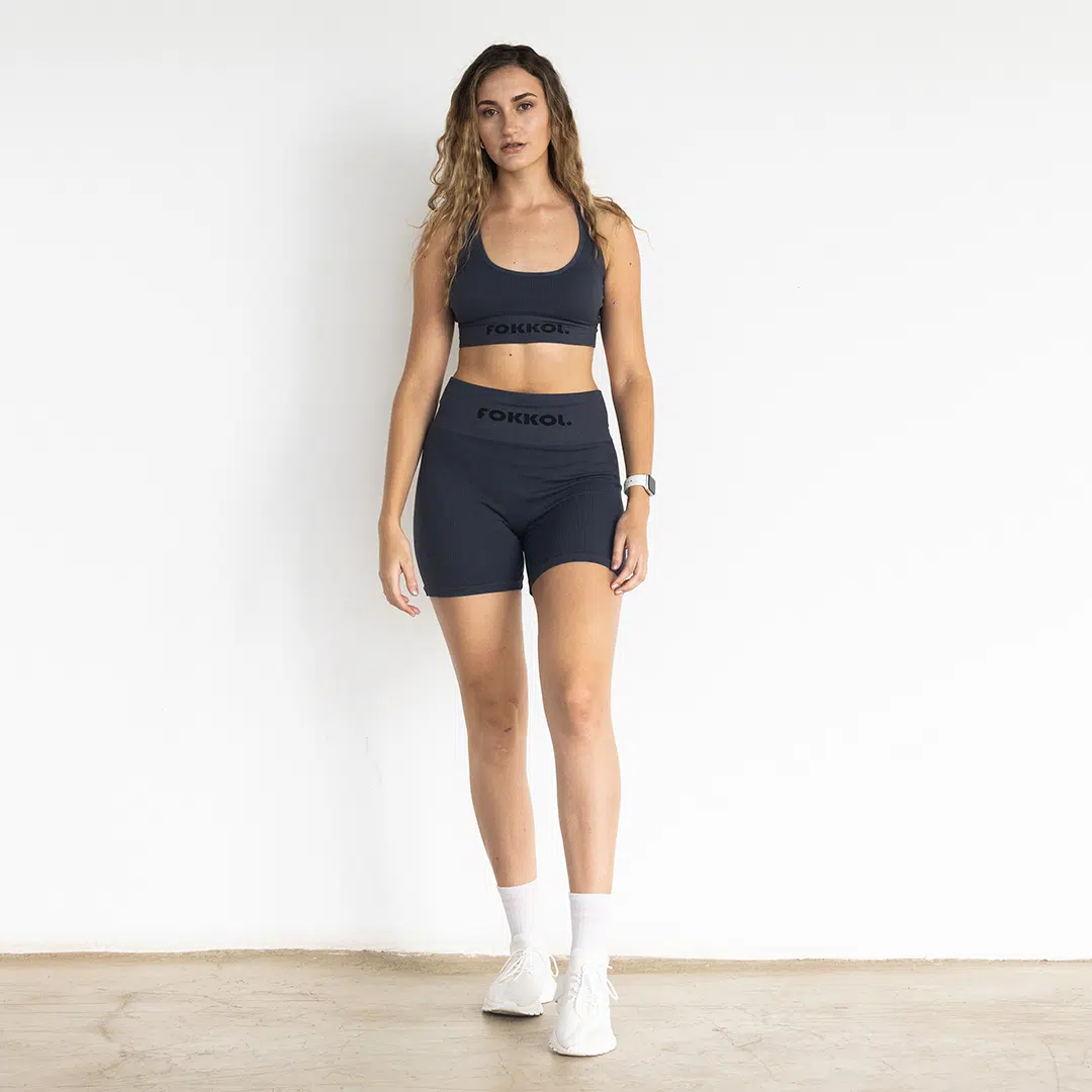 Ribbed Seamless Shorts; Charcoal Impact