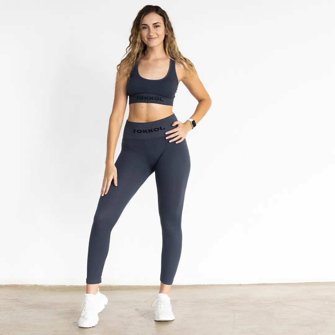 Ribbed Seamless Tights; Charcoal Impact