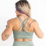 Ribbed Seamless Sports Bra; Crisp Moss - Image 2