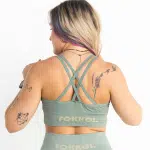 Ribbed Seamless Sports Bra; Crisp Moss - Image 2
