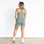 Ribbed Seamless Shorts; Crisp Moss - Image 2