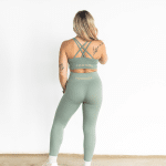 Ribbed Seamless Tights; Crisp Moss - Image 3