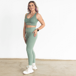 Ribbed Seamless Tights; Crisp Moss - Image 2