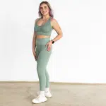 Ribbed Seamless Tights; Crisp Moss - Image 2