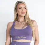 Ribbed Seamless Sports Bra; Lavender Level - Image 2