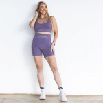 Ribbed Seamless Shorts; Lavender Level - Image 2