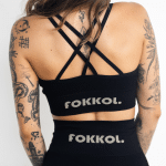 Ribbed Seamless Sports Bra; Midnight Black - Image 4