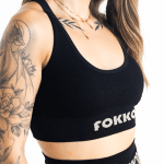 Ribbed Seamless Sports Bra; Midnight Black - Image 2