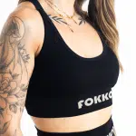 Ribbed Seamless Sports Bra; Midnight Black - Image 2