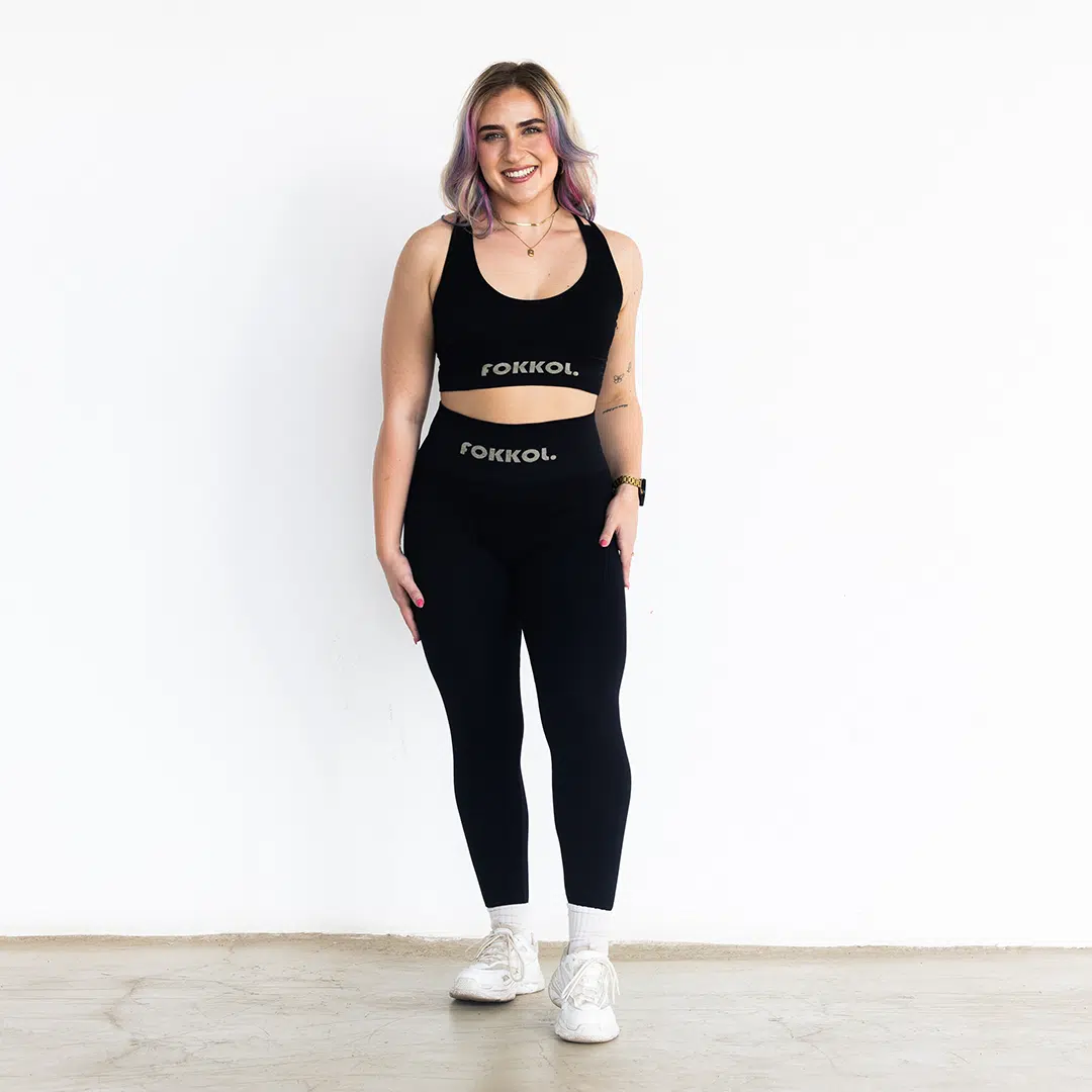 Ribbed Seamless Tights; Midnight Black