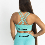 Ribbed Seamless Sports Bra; Coral Oasis - Image 2