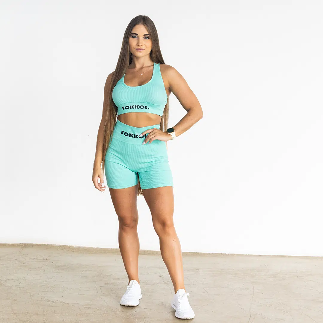 Ribbed Seamless Shorts; Coral Oasis