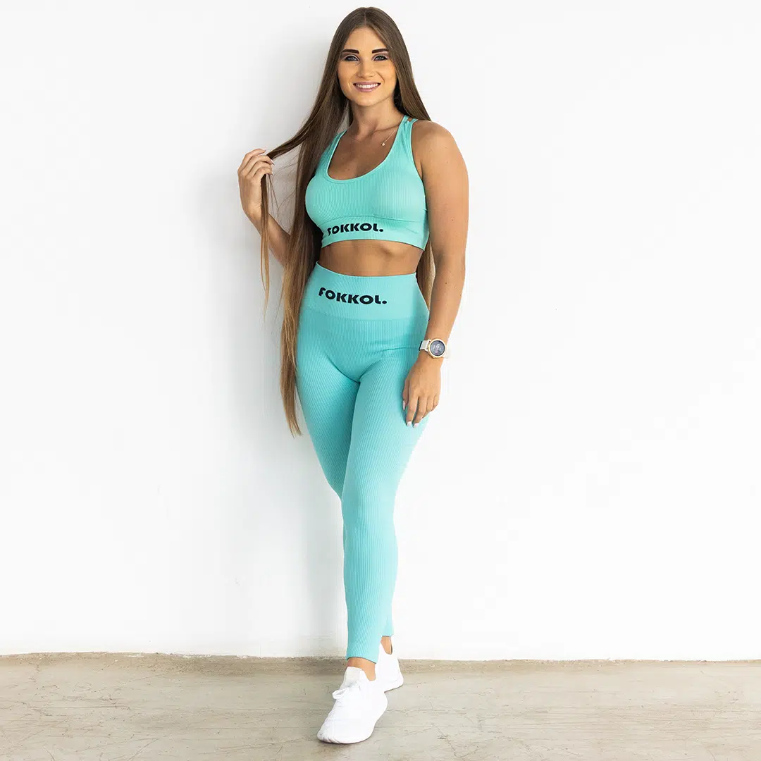 Ribbed Seamless Tights; Coral Oasis
