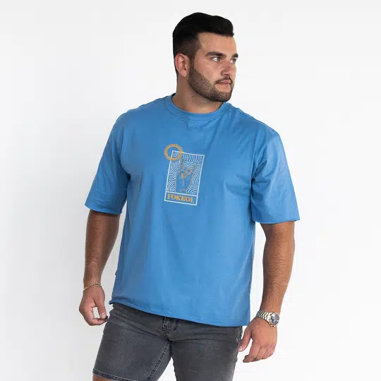 Mans Boxy T; Beach Club - Blou