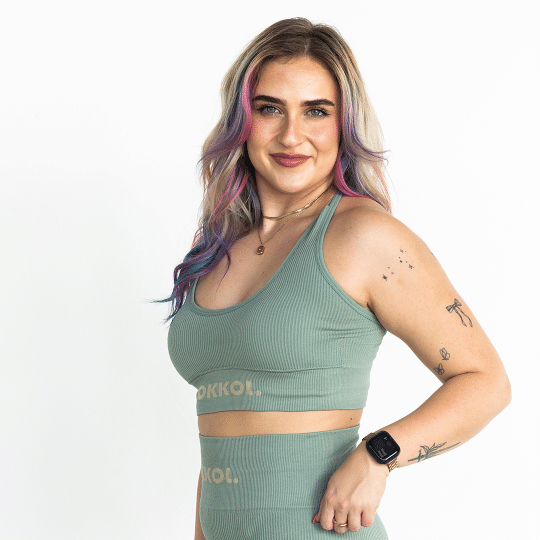Ribbed Seamless Sports Bra; Crisp Moss