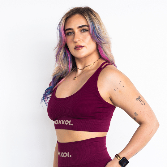 Ribbed Seamless Sports Bra; Burgundy Burn